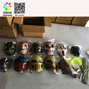 Máscara Facial LED de Halloween 2025, Máscara Divertida con Cable <span class=keywords><strong>EL</strong></span> de Neón Brillante, Máscara Luminosa de la Purga - Product Image 5