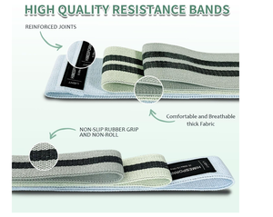 Bandes de résistance en tissu antidérapantes longues et courtes pour les fessiers avec ancre de porte - Product Image 3