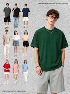 เสื้อยืดคัสตอม 220 กรัม ผ้าฝ้ายโซโลนา ถักทอ ป้องกันแบคทีเรีย ระบายอากาศ แห้งเร็ว แขนสั้น ผู้ชาย สีพื้น คอกลม เท่ห์ เท่ๆ - Product Image 2