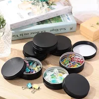 Contenants en aluminium de 2 oz, pots cosmétiques métalliques étanches, couvercles à vis ronds, pots à baume à lèvres noirs, vides et rechargeables