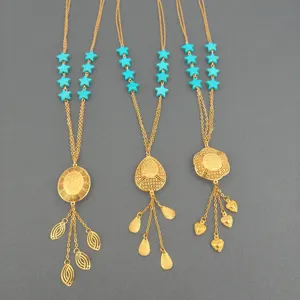 2023 New Fashion Accessories Tassel Long Chain Necklace High Quality Star Turquoise Necklace