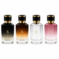 Flacon de parfum en verre noir dégradé personnalisé de 50 ml, vaporisateur fin, flacons de parfum de luxe de 50 ml avec boîte