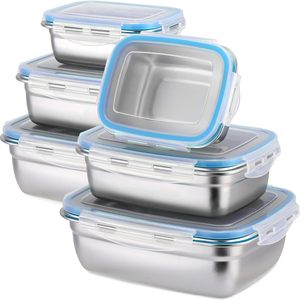 Lonchera Hermética de Acero Inoxidable 304, Tapa Apta para Microondas, Contenedor de Alimentos Reutilizable, Apilable y Encajable, Preparación de Comidas Metálica - Product Image 1