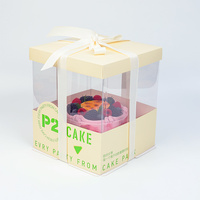 Boîte à gâteau carrée en gros pour usine, avec logo personnalisé UV, fond en carton robuste, matériau de qualité alimentaire, emballage cadeau transparent en PET pour desserts