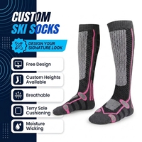 Chaussettes de ski d'hiver personnalisées avec logo OEM pour hommes, femmes, jeunes et adultes, chaussettes de sport en coton épaissies à revers antidérapant tricotées pour l'extérieur