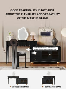 طاولة تزيين بتصميم بسيط حديث وعصري وعصري ومضاءة بمرآة ومضيئة بالكامل لغرفة النوم وغرفة نوم طاولة خشبية زاوية - Product Image 2