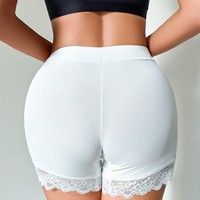 Shorty de sécurité élégant côtelé en dentelle taille haute pour femme, effet ventre plat, anti-roulement, respirant, pour un port confortable toute la journée
