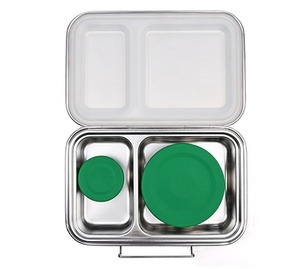 Boîte à lunch pour enfants en acier inoxydable sans BPA, durable, écologique, rectangulaire, sans <span class=keywords><strong>plastique</strong></span>, 2 compartiments, 670 ml, anti-fuite - Product Image 5