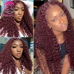 Mechones de cabello humano virgen brasileño Remy, color rojo Burg, extensión de cabello humano rizado con ondas de agua - Product Image 5