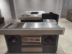 Modisches Aussehen Edelstahl Lebensmittelgeschäft Kassiertisch Supermarkt Kassenbank - Product Image 2