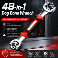 Clé à os de chien 48-en-1 de précision, rotative à 360 degrés, outil à douille cannelée multi-angle, double extrémité, chromée, OEM