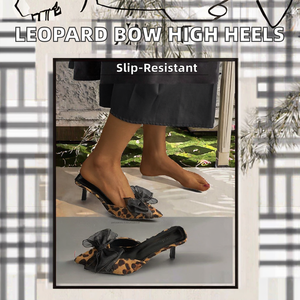 Nuevas Sandalias de Tacón Alto con Punta Abierta y Diseño de Leopardo con Lazo de Mariposa, Forro de PU, para Mujer, Primavera, Verano, Invierno - Product Image 2