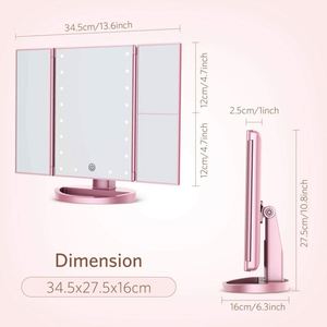 Factory Wholesale Vanity <b>Mirror</b> with Lights Magnification Trifold Makeup <b>Mirror</b> 22 LED Lights Women Gift Led Makeup <b>Mirror</b> - Product Image 2