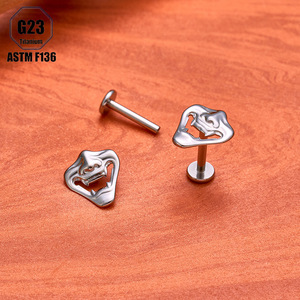 Piercing de lèvre en titane ASTM F136 G23, style <span class=keywords><strong>bouche</strong></span> de démon, fileté intérieurement, pour cartilage, bijou de piercing corporel - Product Image 4