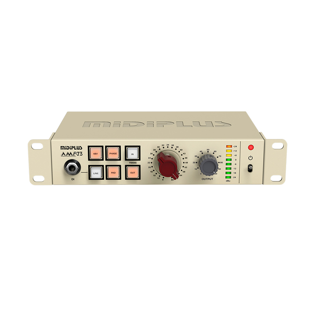 MIDIPLUS AMP.73 Professional Microphone Preamp DI Box 80dB Ultra-Low Noise Studio Preamp with DI Input for Mic Guitar Instrument