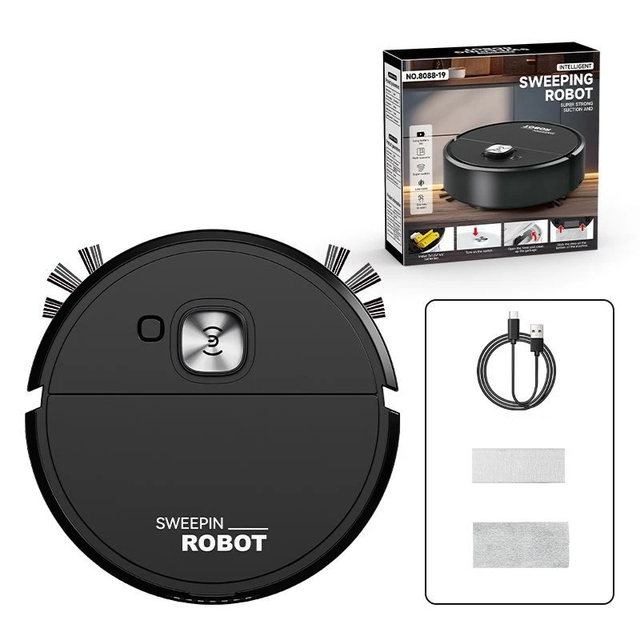 Mini Quiet Robot Vacuum with Dual Brushes Cordless Robot Vacuum Cleaner for House
