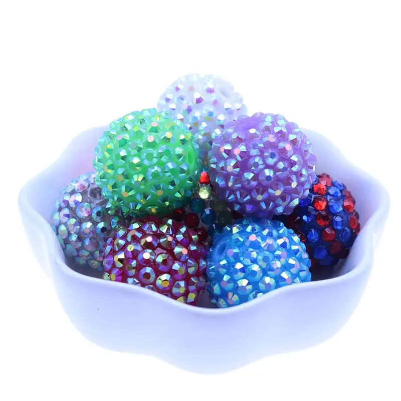 High Quality Mixed Color 100pcs 20MM Disco Rhinestone Acrylic Gumball Chunky Beads For Necklace Handmade