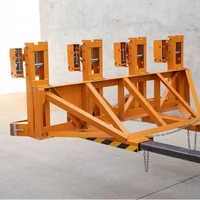 Pince à fûts électrique robuste pour chariot élévateur à 4 tambours, modèle Double Eagle (360 kg, diamètre max. 15 cm, hauteur de levage 3 m)