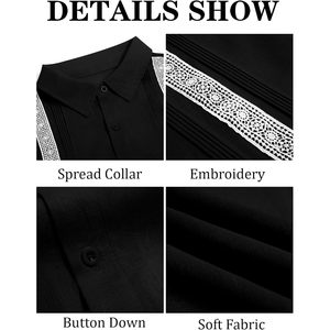 2025 camisetas florales Guayabera para hombre 100% algodón de manga corta Camisa informal cubana botón Lino Hippie verano playa ropa 5XL - Product Image 3