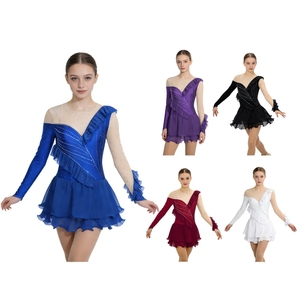 Trajes de Danza Lírica para Mujer, Body de Patinaje Artístico, Vestido de Chiffon para Gimnasia y Danza Latina - Product Image 1