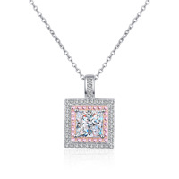 Usine En Gros Rose Princesse Coupe Moissanite Pendentif Bijoux De Luxe pour Femmes Cadeaux 925 Chaîne En Argent Sterling Collier