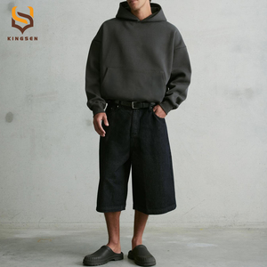 Sudadera con Capucha Negra de Felpa Francesa para Hombre, 500 g/m², de Alta Calidad, Lisa, para Diseño Gráfico Personalizado, Corte Holgado, Hombros Caídos, Talla Grande - Product Image 3