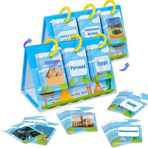 Tarjetas de Aprendizaje de Paisajes Cénicos <span class=keywords><strong>y</strong></span> Sitios Históricos para Niños, con Diseño de Mapas Mundiales, para el Desarrollo Cognitivo - Product Image 5