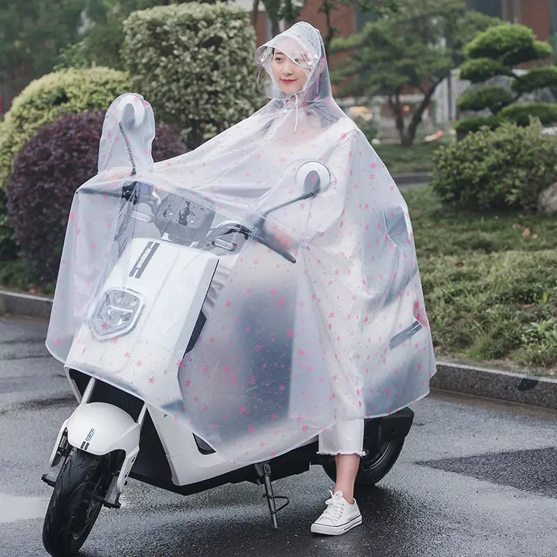 Motorcycle Raincoat Reusable Person Bicycle Clear Hooded Adult Daily Rainwear Rain Gear Coat Scooter Raincoats Cloak Pvc Poncho