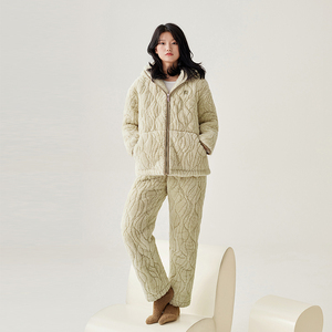 Pigiama Imbottito Invernale Anzhiban da <span class=keywords><strong>Donna</strong></span>, Ispessito a Tre Strati in Pile di Corallo, Caldo e Comodo per <span class=keywords><strong>Casa</strong></span> - Product Image 5