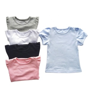 Camisetas personalizadas en blanco <span class=keywords><strong>para</strong></span> <span class=keywords><strong>niñas</strong></span>, Ropa <span class=keywords><strong>para</strong></span> <span class=keywords><strong>Niñas</strong></span>, camisetas de verano, camisetas <span class=keywords><strong>para</strong></span> niños pequeños, camisetas blancas con mangas abullonadas, 100% de algodón - Product Image 2