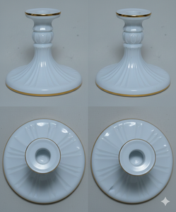 Candelabro de Vidrio Estilo Vintage con Diseño de Espina de Pescado, Blanco y Dorado, Decorativo, para Velas Cónicas, Centro de Mesa para Bodas y Decoración del Hogar - Product Image 2