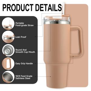 Wholesale Custom 40oz Double Wall Customized Stainless Steel Travel Tumbler with Handle and <b>Straw</b> - Product Image 2