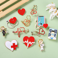 Broches de la Serie Médica: Estetoscopio y Electrocardiograma Creativos para Doctores, Decoración del Hogar, Oro 2D, para Hombre y Mujer