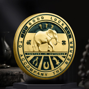 WOWEI quadrifoglio di elefante monete Commemorative tridimensionali in rilievo in metallo laccato artigianato in ferro placcato a tema angelo - Product Image 2