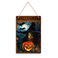 Conception personnalisée acceptable Halloween citrouille chat motif panneau en bois décor suspendu