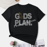 Hot Fix Rhinestone GOD'S PLAN Flatback Iron-on Transfer Printing Design Stretch Caractéristique Offre Spéciale