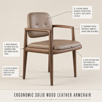 Chaise de salle à manger italienne haut de gamme minimaliste moderne design nordique véritable accoudoir en cuir de vache blanc frêne bois massif MDF contreplaqué haut
