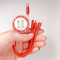 Kabel Pengisi Daya Cepat 3 in 1 Tipe-C Micro USB Nylon PVC Flat Grosir, Kabel Pengisi Daya Hadiah untuk Power Bank dan Ponsel