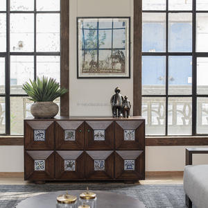 Mueble para TV Multifuncional de Madera Sólida Estilo Wabi-Sabi, Ecológico y Hecho a Mano, para Sala de Estar o como Mesa de Noche, Marca <span class=keywords><strong>Carmen</strong></span> Home - Product Image 1