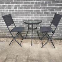 Ensemble de table et chaises de jardin moderne en acier semi-circulaire, 2 chaises empilables, pliable, pour terrasse, balcon, extérieur