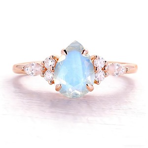 Romantic Moonstone Engagement <b>Ring</b> Women's Rose Gold Plated Prong Setting Oval Cut Gemstone Jewelry - Product Image 1