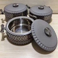 Élégant ensemble chauffe-plats arabe pour cadeaux de mariage, 3 pièces (3L, 3.6L, 4.6L), en acier inoxydable isolé, type casserole, pour réceptions et transport