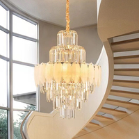 DUOMEIJU Lustre LED long de style européen de luxe pour escalier en colimaçon, hauteur réglable, idéal pour villa duplex, salon, hall, hôtel