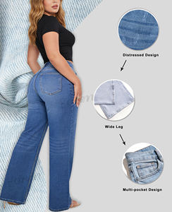 Jean évasé taille haute en denim pour femme, effet ventre plat, extensible, rehausseur de fesses, remodelant, pour le dropshipping - Product Image 5