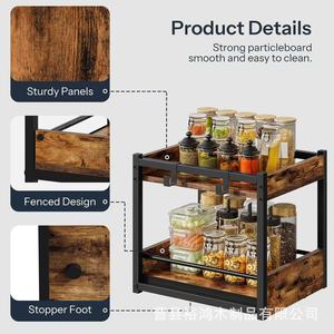 Wooden office desk <b>storage</b> <b>rack</b>, iron and wood combination <b>storage</b> <b>rack</b>, multi-layer <b>storage</b> for miscellaneous items, <b>kitchen</b> - Product Image 5