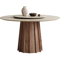 Purely Feel Französisch alten Stil Massivholz runden Tisch modernen Wabi-Sabi Esstisch schwarz Walnussholz Farbe Rock Board Tisch