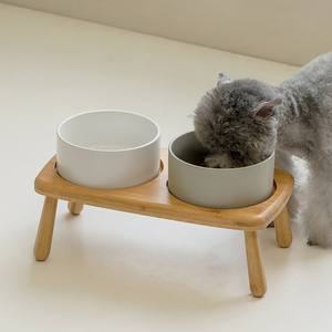 Ciotola in Ceramica <span class=keywords><strong>per</strong></span> Animali Domestici con Supporto in Legno, Antiscivolo, Rialzata <span class=keywords><strong>per</strong></span> Cani e Gatti - Product Image 5