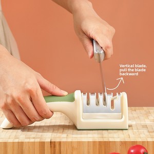 New Stainless Steel Kitchen Quick Manual Sharpener Green and White Household Artifact <b>Tool</b> - Product Image 4