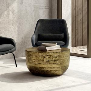 Timber Story Round Coffee <b>Table</b> Contemporary Design Handmade Metal Frame Modern Living Room Furniture - Product Image 1