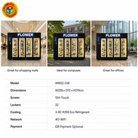 Mesin Penjual Bunga Berpendingin 3-8C R290 32 Loker Layar Sentuh 10 Inci 4G WiFi Kabinet Layanan Mandiri